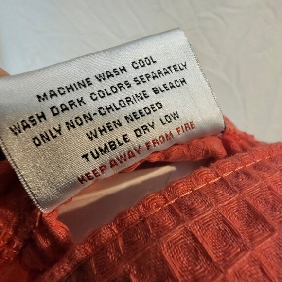 Chakir Turkish Linen Robe Short Lightweight Waffle Knit Bath Spa Kimono Salmon - Picture 6 of 7